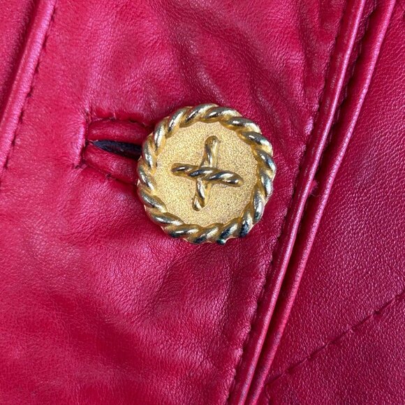 Siena Studio for Audrey Jones Vintage Red Quilted Leather Cropped Jacket Size 2X - Picture 9 of 12